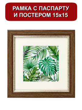 151529/ Рамка 120.2114.28 (15*15) дерево /10*10  ваниль(с паспарту )