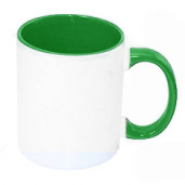 Кружка с заливкой и зеленой ручкой
