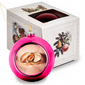 Елочный шарик с фото (маджента в коробке)