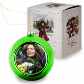 Елочный шарик с фото (зеленый в коробке)