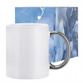  Кружка белая с серебряной ручкой /коробка аква -142185