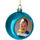 Елочный шарик с фото голубой-синий