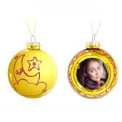 Елочный шарик с фото желтый с рисунком