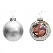 Елочный шарик с фото серебро